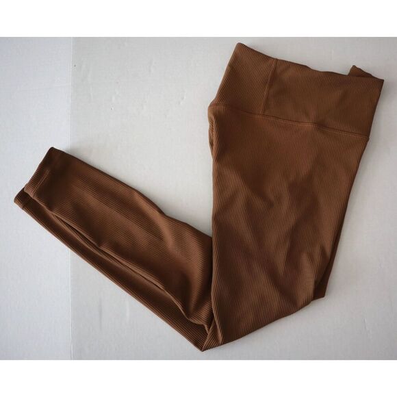 Athleta 410342 Women Sz S Walnut Brown High-Rise Elation Rib Tight Leggings - Picture 12 of 12